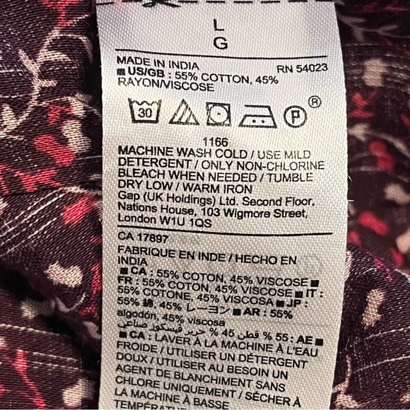 GAP Factory Boho Peasant Whimsy Floral Buttoned Peplum Blouse, Sz L, NWT, Plum - Picture 6 of 6